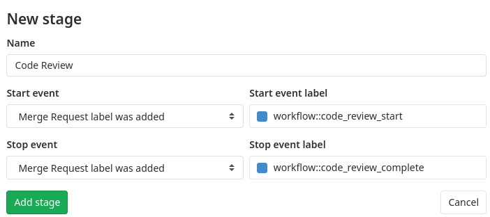 Creating a label based Value Stream Analytics Stage New Label Based Value Stream Analytics Stage